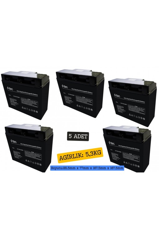 ttec 12V 18Ah Bakımsız Kuru Akü 5 Adet